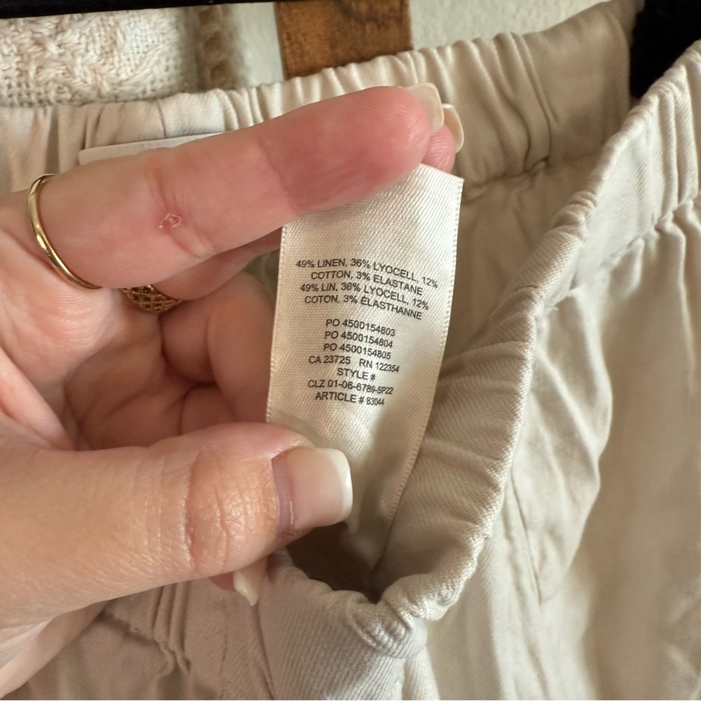 Babaton from Aritzia Beige Linen Blend Elastic Waistband Pants - Picture 4 of 5